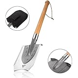FiveJoy Military Entrenching Shovel with Hard Wood Handle (J2) - Shoveling, Digging, Cutting, Chopping, Throwing, Self-Defense - Keep in Trunk for Emergencies - Perfect for Camping and Off-Roading