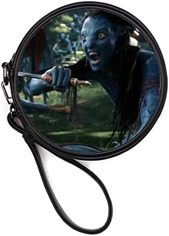 JIUDUIDODO Personalized Halloween Gift Avatar PU Leather Round Makeup Bag Handbag Bag for Cash Credit Card Coins