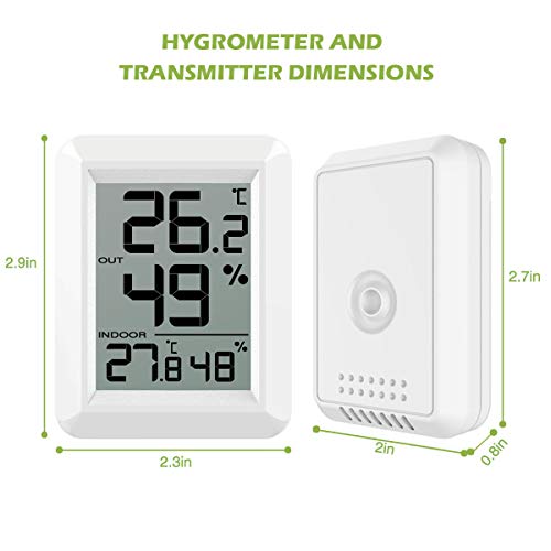 KeeKit Indoor Outdoor Thermometer, Temperature Humidity Monitor with