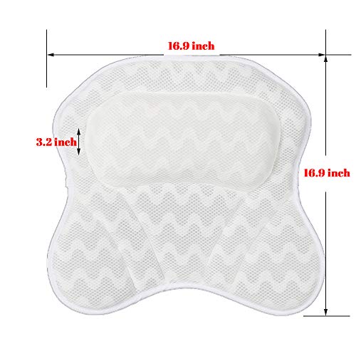 Bath Pillows for Tub-3D Mesh Spa Bathtub Pillow Cushion Rest with 6 Strong Suction Cups Head Neck Shoulder Back Support Washable - Thumbnail 5