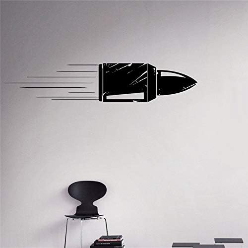 guijiumai Handgun Bullet Vinyl Decal Revolver Pistol Vinyl Sticker Weapon Home Interior Removable Decor Housewares Design red 100 x 25 cm