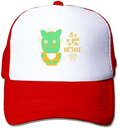 Vicop Cat Cartoon Funny Cat Trucker Cap Summer Mesh Hat With Adjustable Strap Red