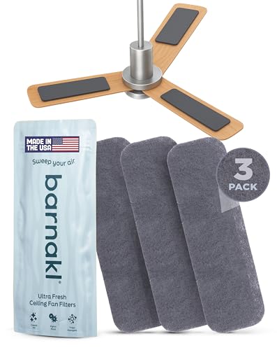 Barnakl Ultra Fresh Ceiling Fan Filters | Made with Zeolite and Coconut Shell Carbon to Trap Odors and Airborne Contaminants | Odorless, Fits All Ceiling Fans (3-Pack)