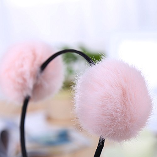 Coobbar 6Pcs Cute Faux Fur Pom Balls Headbands Girls' Hairbands Bath Spa Make up Headbands for Women