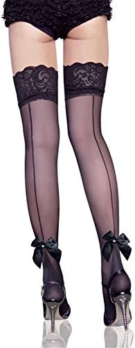 Soultopxin Women's Sexy Thigh-High Lace Top Stockings Black Back Seamed Hosiery