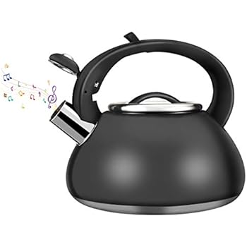 Kinovation Whistling Stainless Steel Tea Kettle, Food Grade 2.66 Quart Tea Pot with Heat-Proof Handle - Stovetop Suitable for All Heat Sources