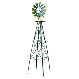 Zeny Windmill Ornamental Garden Weather Vane Weather Resistant, 8', Green/Yellow ( Plant Stake into Ground Firmly) (Green)