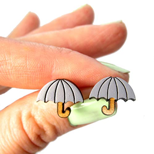 Cute Little Umbrella Stud Earrings, Rainy Day Parasol Weather Earrings, Choose Color, Hypoallergenic