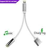 2 in 1 iPhone 7 Adapter(Compatible with iOS 10.3) TOPGO Lightning to Charger and Lightning to 3.5mm Aux Earphones Jack Cable for iPhone 7 / 7 Plus [No Calling Function & Music Control] - Silver