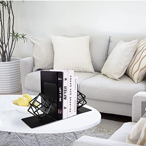 Bookends Decorative Book End Black Metal Heavy Duty Art Bookend Unique