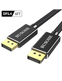 Cable DisplayPort 1.4 de 8 K, 6 pies, cable DisplayPort a DisplayPort trenzado de Bushhe (cable DP 1.4) con 8 K 60 Hz, 4 K 144 Hz y HBR3 (negro)