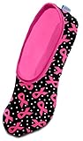 Snoozies Womens Skinnies Breast Cancer Lightweight Fleece Slippers