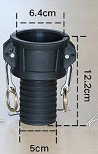 2-Inch 1000Liter Heavy Duty Poly Polypropylene Cam Groove Fitting, IBC Water Tank Hosetail Camlock Coupling connector Valve Garden Fire Pump Hose Fitting hose tail adapter Valve