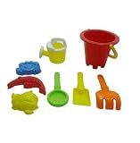 Summer Fun 6 Piece Children's Kid's Mini Toy Beach/Sandbox Tool Play set, Comes with Watering Bucket, Hand Tools, Sand Molds (Colors May Vary) by YMCtoys