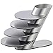 Cup Coasters, Newness Cup Coasters Set with Decorative Rack, Stainless Steel Tabletop Display Round Cup Coaster with Holder, Silver, Set of 4