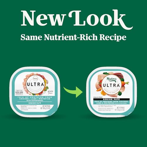 NUTRO ULTRA WET DOG FOOD SENIOR PATE TRIO OF PROTEINS CHICKEN, LAMB & WHITEFISH, 3.5 OZ. TRAYS (24 COUNT, PACK OF 1)