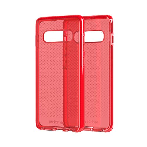 tech21 Funda Protectora para Samsung Galaxy S10+ con diseño Delgado con FlexShock - EVO Check - Rojo Brillante
