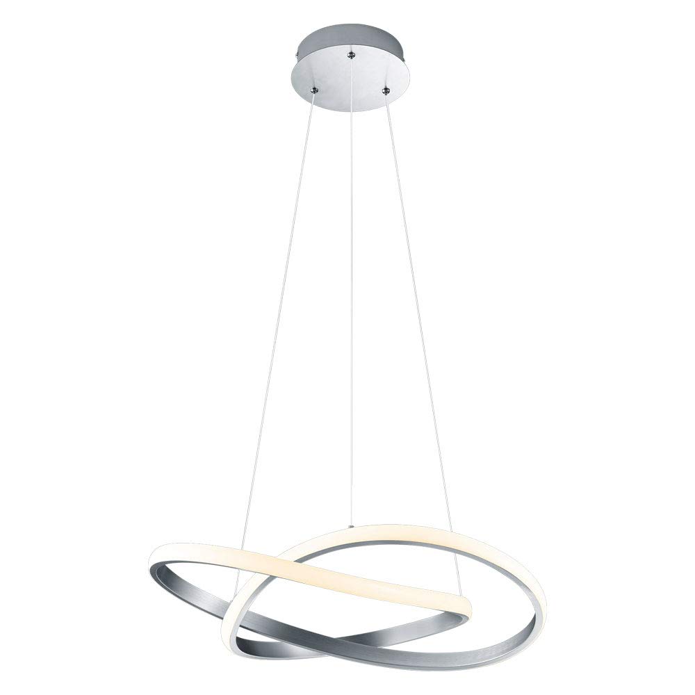 Reality Leuchten Course R32051107 LED Pendant Light Metal Matte Nickel Acrylic White with 27 Watt LED Switch Dimmer