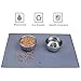 VIVAGLORY Dog Food Mat, Cat Dog Feeding Mat, Waterproof Non-Slip Food Grade Silicone Mat Placemat with Raised Edge, Anti-Messy Pet Bowl Mat for Food and Water, Grey, L(24