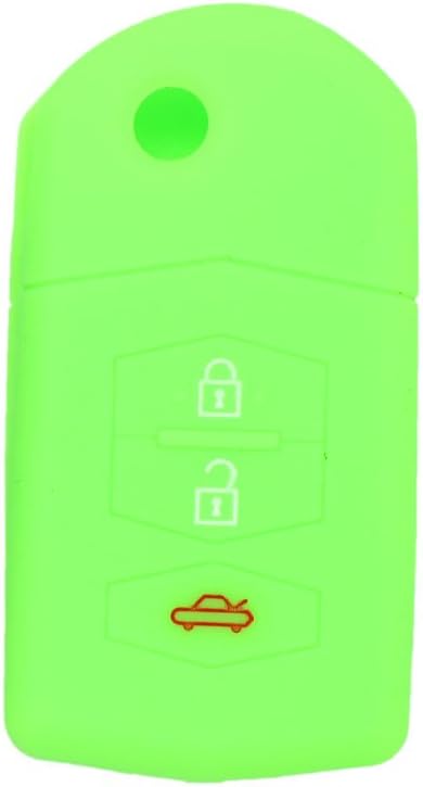 BROVACS Silicone Cover Protector Case Holder Skin Jacket Compatible with MAZDA 3 Button Flip Remote Key Fob CV9530 Light Green