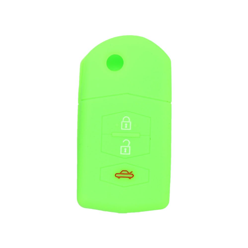 BROVACS Silicone Cover Protector Case Holder Skin Jacket Compatible with MAZDA 3 Button Flip Remote Key Fob CV9530 Light Green