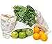 Reusable Produce Bags - Organic Cotton Muslin Produce Bag, Reusable Food Storage Bags - Reusable Vegetable Produce Bags - Cotton Produce Bag - Zero Waste Produce Bag Set of 4 (2 Large, 1 Med & Small)