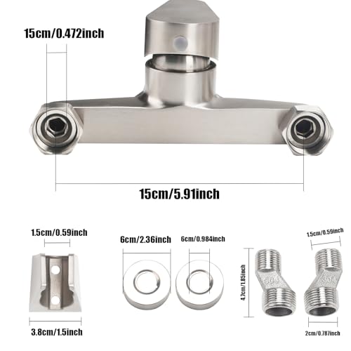 FALSKT Bath Tap with Hand Shower, Stainless Steel Bathtub Mixer, Wall Mounted Single Lever Shower Tap, Outdoor Shower Mixer Tap for Bathrooms, Tubs, Silver
