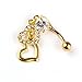Lowpricenice(TM)Double Heart Belly Dangle Clear Navel Bar Gold Dangle Body Piercings