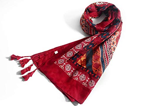 Fashion Women Scarf Joyous Large Soft Cozy Lightweight Sunscreen Shawl Wrap Scarf Pashmina Seaside Travel Beach Towel … (Red)
