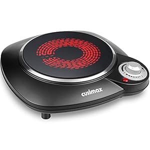 Cusimax CMIP-B112 Portable Hot Plate, Hot Plates for Cooking, Single Ceramic Hob, Black Stainless Steel, 1200W Electric…
