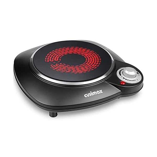 CUSIMAX-Portable-Electric-Hob-1200W-Electric-Infrared-Single-Burner-for-Kitchen-Camping-RV-Office-Ceramic-Glass-Single-Hot-Plates-for-Warming-Boiling-Frying-Simmering-Stainless-Steel-Black Cusimax CMIP-B112 Portable Hot Plate, Hot Plates for Cooking, Single Ceramic Hob, Black Stainless Steel, 1200W Electric…
