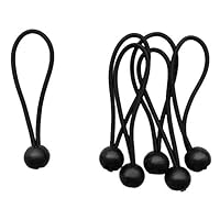 SaniMomo 6 Pack Ball Bungee | Heavy Weight Tarp Bungee Cords | Weather Resistant Tie Down Strap | for Camping, Tents, Cargo, Holding Wire and Hoses - Black 4 inch