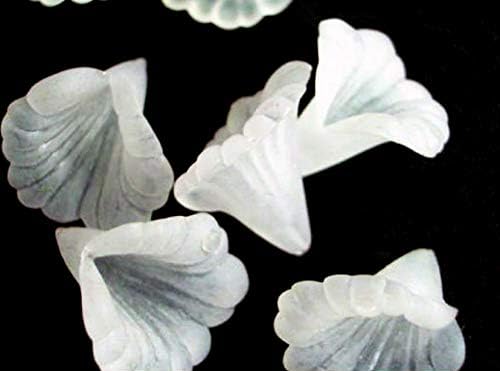 White Frosted Acrylic Ruffle Lily Flower Beads for Jewelry Making, Crafts 12mm