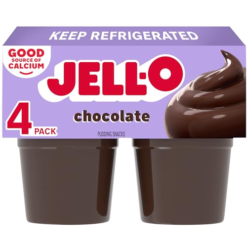 Jell-O Original Chocolate Refrigerated Pudding Cups Snack (4 ct Cups)