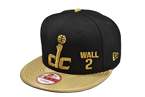 Washington Wizards John Wall #2 PLAYER Black/Metallic Gold SNAPBACK 9Fifty New Era NBA Hat = OSFM = One Size Fits Most