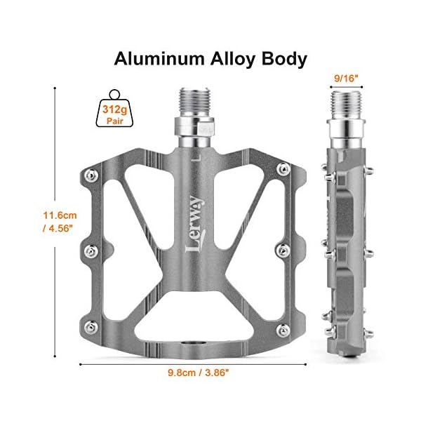 €29.99 LERWAY Pedali per Bicicletta, MTB Pedali Flat Leggeri Pedali Bici  Corsa Antiscivolo Ibridi per Mountain Bike,Bici da Strada per 9/16\