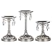 Amalfi Décor Victoria 3-Piece Antique Silver Pillar Candle Holder Set, Crystal-Draped Metal Candlestick Accent Stand