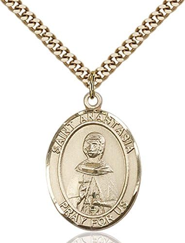 14K Gold Filled Catholic Saint Anastasia Medal, 1 Inch