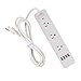 Finduat Power Strip Surge Protector 3-Outlets 4-USB Charging Ports, Adapter For Home/Office/Travel Mini Power Strip Charging Ports Power Adapter 6.56 fts Cable – White