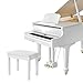 SONGMICS Piano Bench with Padded Cushion and Storage Compartment for Music Books, Vanity Stool, Tufted Wooden Piano Seat, 13.8 x 21.7 x 19.3 Inches, White ULPB55WT