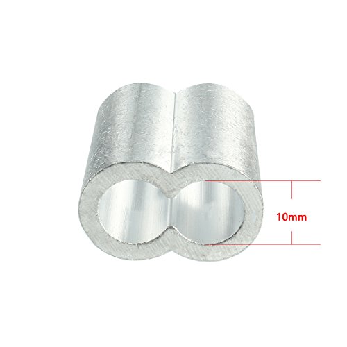 uxcell 10mm 3/8-inch Cable Wire Rope Aluminum Sleeves Clip Crimping Loop 10pcs