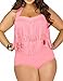 Papaya Wear Women's Retro High Waist Braided Fringe Top Bikini Swimwear Plus Size