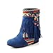 VogueZone009 Womens Round Closed Toe Kitten Heels Mesh Legging Assorted Colors Boots with Braid