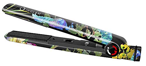 InGlam 1 inch Professional Flat Iron, Anti-Static Diamond Ionic Hair Glider, Hair Straightener, Straightens & Curls with Adjustable Temp Incl Pouch, Dual Voltage 120V & 220V by INGLAM (Flower Power)