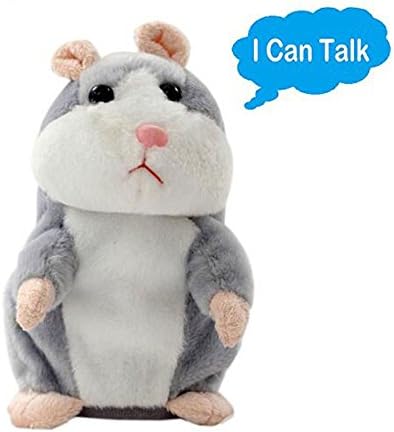 Aparts 1Pc Electronic Talking Hamster Plush Toy Repeat What You Say Lovely Doll for Baby Kids Birthday Gift Xmas Gift, Light Gray
