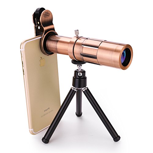 Mobile Phone Lens, 20X Telephoto Zoom Clip-on Telescope Lens with Flexible Tripod + Universal Clip for iPhone 8 / 7 / 6s / 6, Samsung Galaxy/Note, Android Phone and Most Smartphones