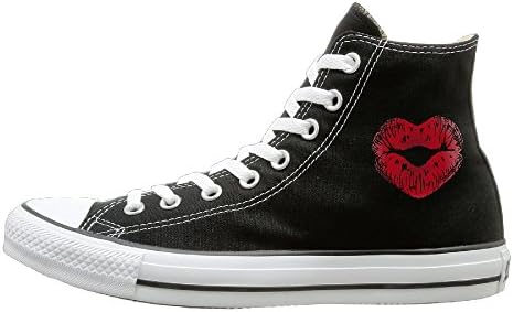 Laotan Unisex Kiss Lipstick High Top Sneakers Canvas Shoes Design Sport Shoes Vintage 41 Black