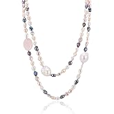 LGSY Multicolor Freshwater Cultured Pearl Necklace for Women-Baroque Handmade Strand Necklaces