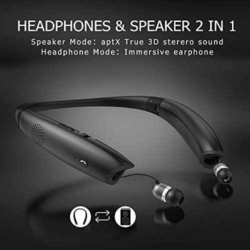 SGart Bluetooth Headphones, Foldable Wireless Neckband Headphones, V5.0