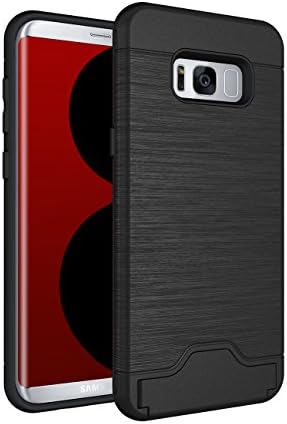 Galaxy S8 Case with Credit Card Holder (Card Slot) and Kickstand [Heavy Duty and Shatterproof] (Black)